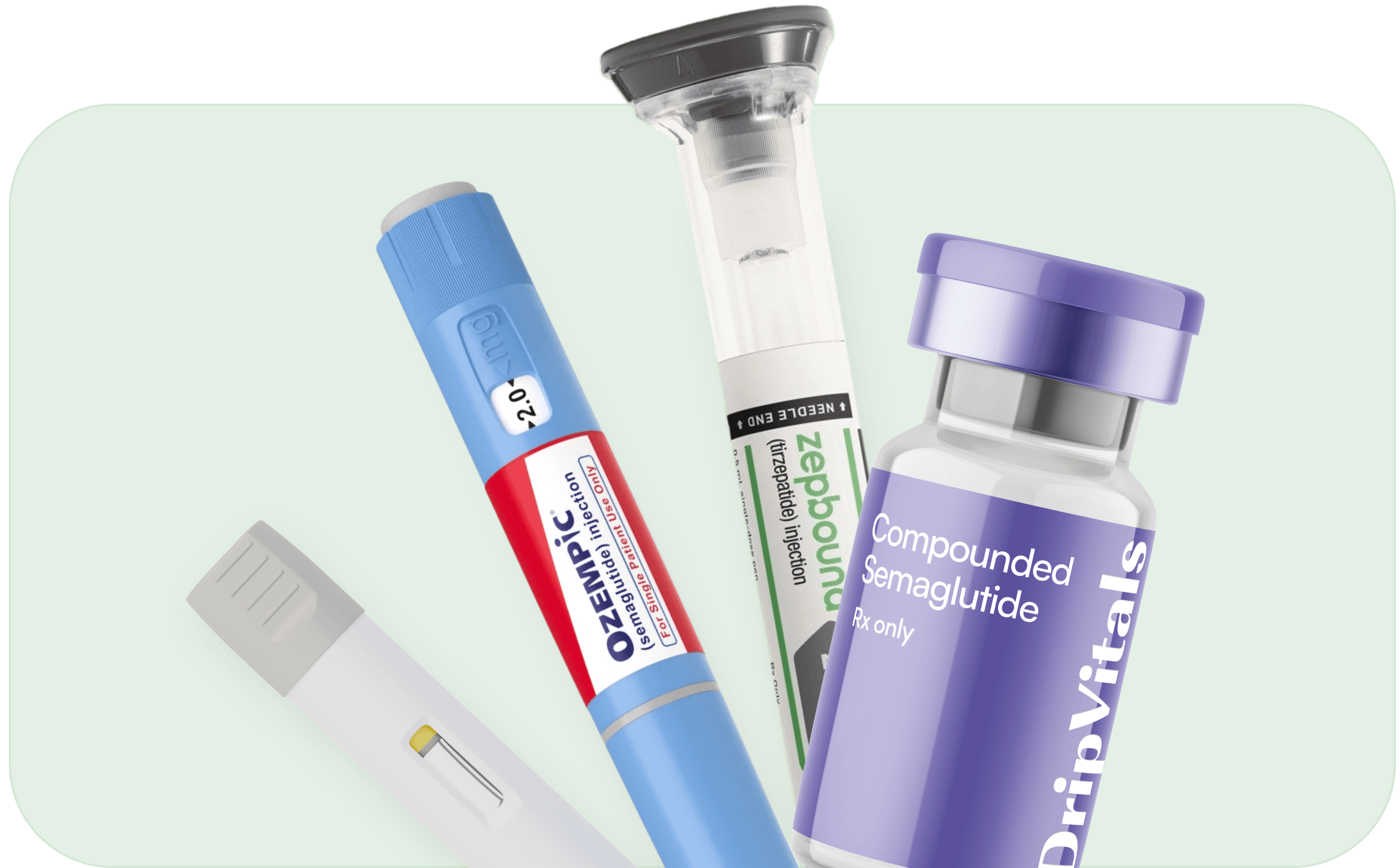 GLP-1 medications: compounded semaglutide, Zepbound, Ozempic, and DripVitals