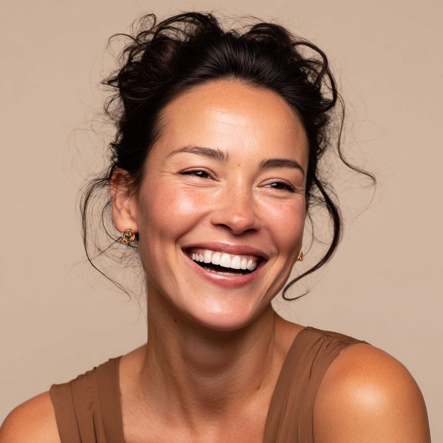 Person smiling, representing vitality and energy